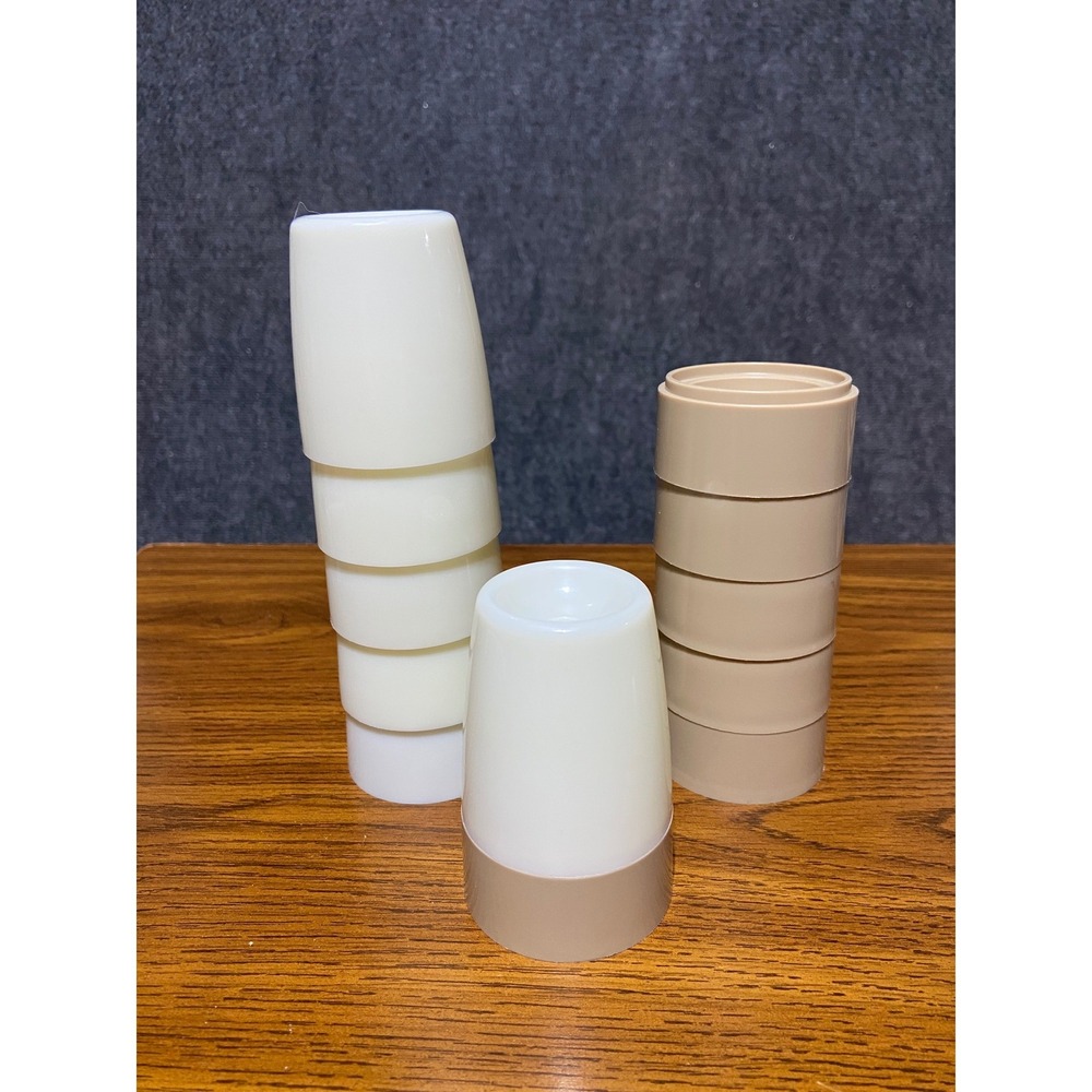 Vintage‎ Tupperware Stacking Egg Cups Set of 6 Cream and Tan Plastic Retro MCM